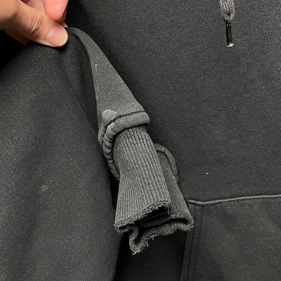 Faded Black Distressed Champion Hoodie - Size Large - Picture 10 of 10